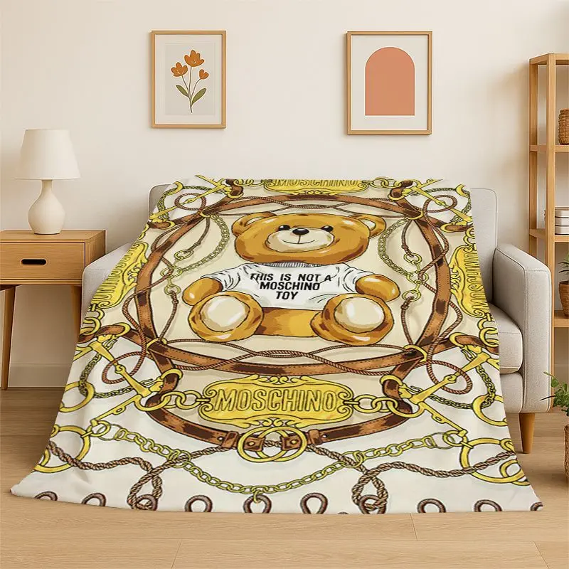 Classic M-Moschino Cartoon Bear Soft Flannel Throw Blanket,Cozy Blanket for Bed,Couch,Sofa,Bedroom,Living Room,Travel,Picnic kid
