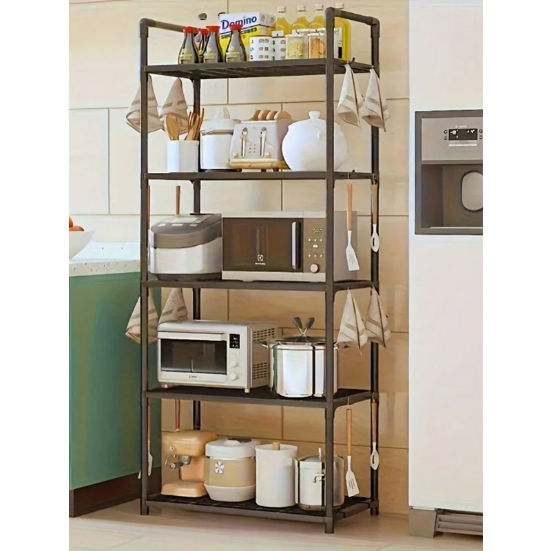 5-Tier Heavy-Duty Metal Storage Rack - Black & White 2-Color Options, Multi-Functional For Kitchen, Garage, Freestanding Bookshelf, Indoor & Outdoor Standing Shelf