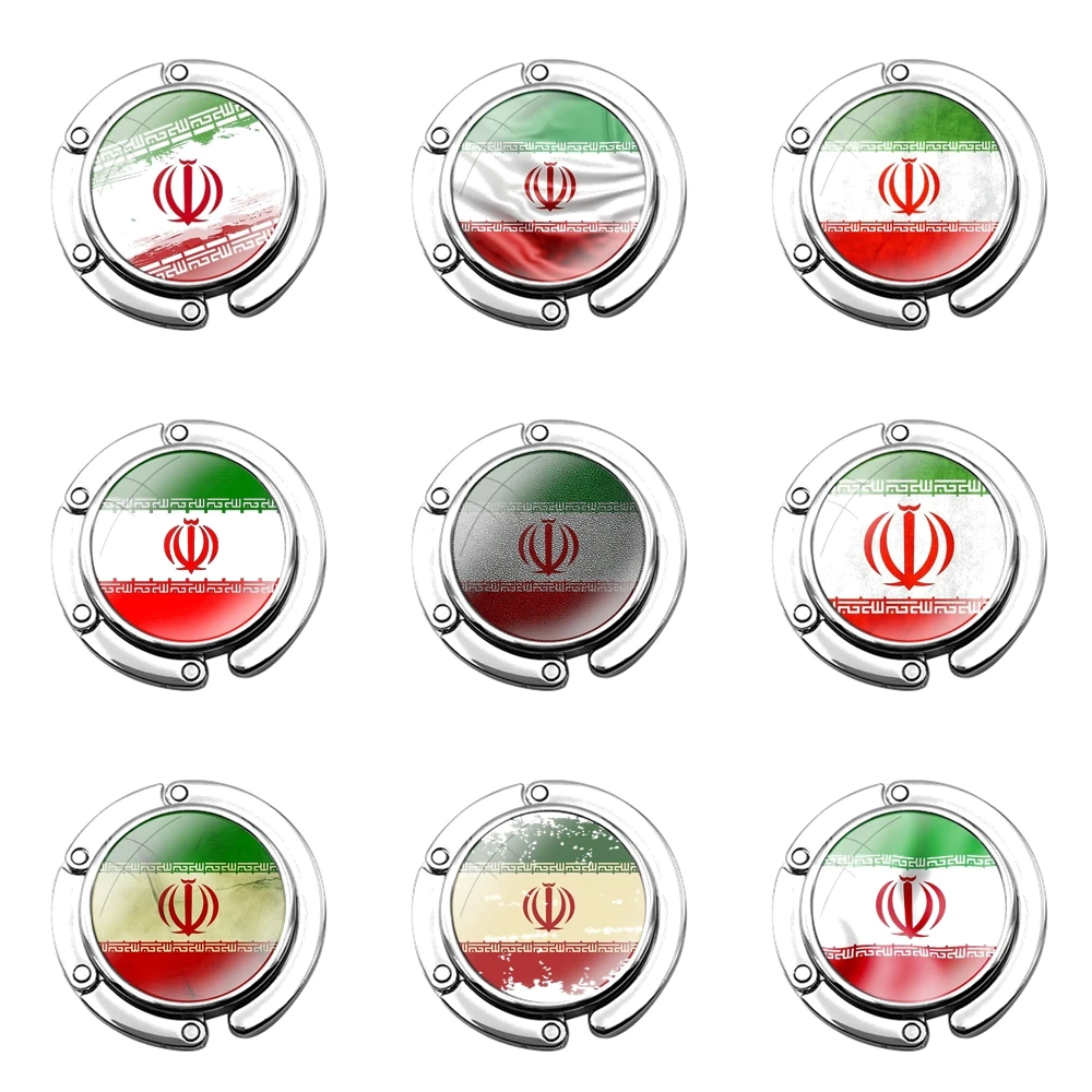 iran national flag Foldable Purse Hook for Women's Table Handbag Storage Folding Decor Table Hook