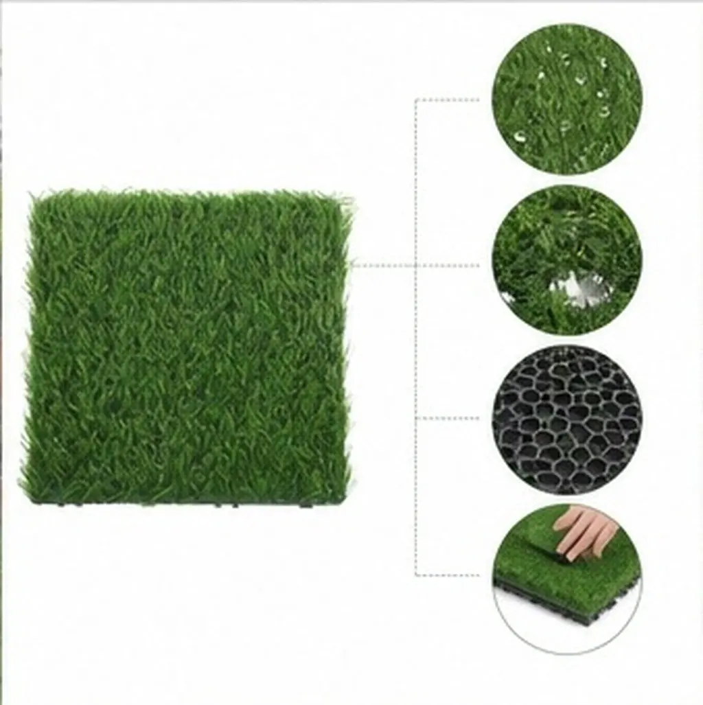 Artificial Grass Tiles Interlocking Realistic Synthetic Turf for Garden Patio Balcony Outdoor Green Outdoor Grass