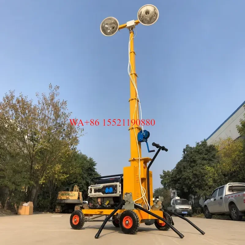 WMWMNU Industrial Rotatable LED Light Tower Weatherproof 220V Optional Diesel Generator for Port Construction 1 Year Warranty