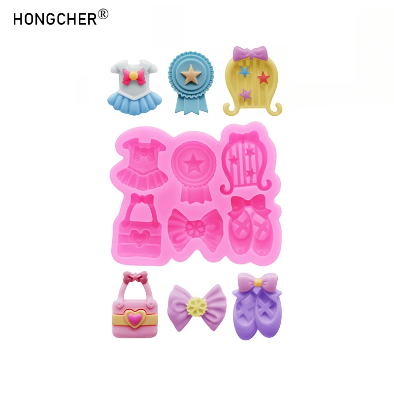 Moldes de Silicona para Mini Lazos, Ropa, Zapatos y Accesorios; Accesorios de Resina DIY; Accesorios de Pegamento en Crema; Moldes para Pegamento Líquido