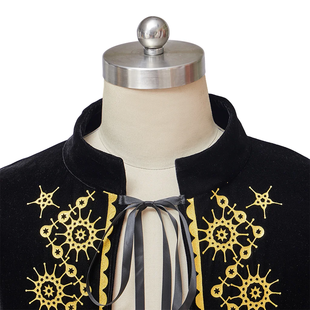 Medieval King Prince Cosplay Cloak Halloween Party Carnival Performance Festive Black Kings Cape