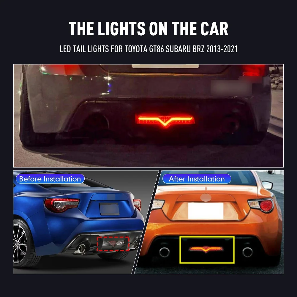 1PC LED Reflector Rear Fog Light For TOYOTA GT86 SUBARU BRZ 2013-2021 Brake Reverse Tail Lamp Taillights Assembly Plug and Play