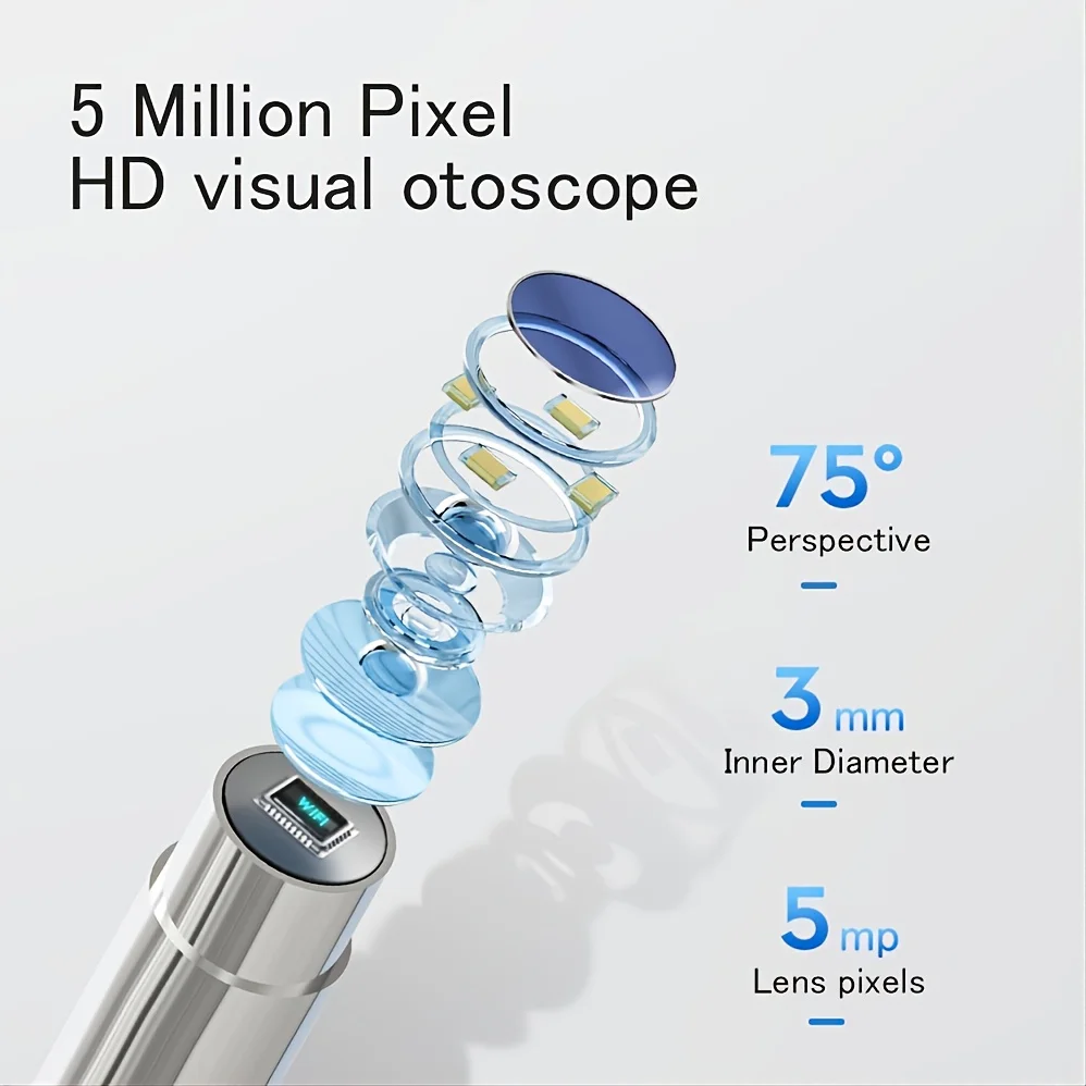 Ear Wax Remover,Wireless Otoscope Earwax Removal Tool 1080P HD WiFi Ear Endoscope With LED Light,3.5mm Visual Ear Scope Camera S