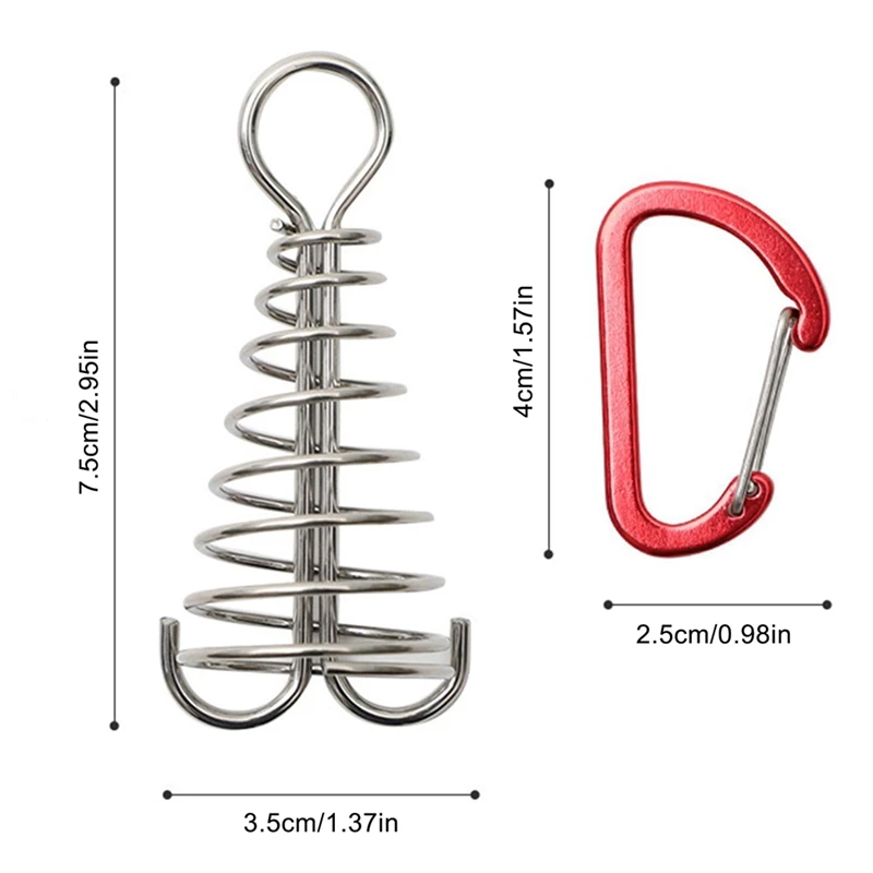 4PCS Widesea Fishbone Nails Floor Boarding Ground Spike Pegs Deck Fixed Spiral Spring Hooks Wind Rope Buckle Tent Accessories