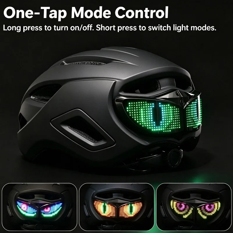 Bicycle Riding Helmet With Color LED Display Rear Taillight Night Cycling Safety Helmet For Men Women Bike Equipment