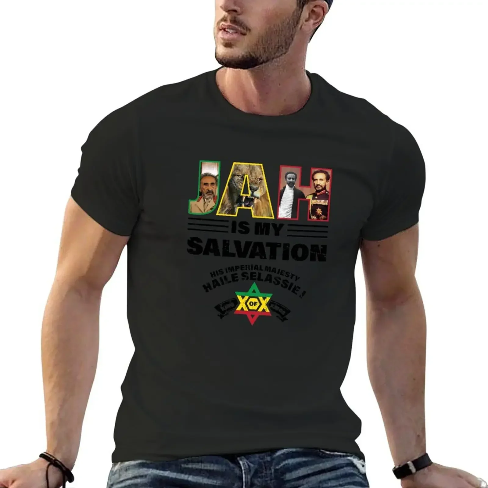 

JAH is my Salvation His Imperial Majesty Haile Selassie T-Shirt baggy shirts boys whites anime tshirt mens t shirts pack