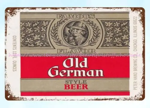 1970s Old German Style Beer Peter Hand Brewing Co Chicago Ill metal tin sign