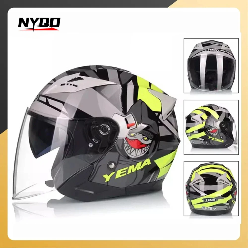 YEMA Capacete De Moto Masculino 3/4 мотоциклетный шлем с открытым лицом для езды по мотокроссу гоночный мотоциклетный шлем мотоциклетный флип-шлем YEMA Capacete De Moto Masculino 3/4 мотоциклетный шлем с открытым лицом для езды по мотокроссу гоночный мотоциклетный шлем мотоциклетный флип-шлем
