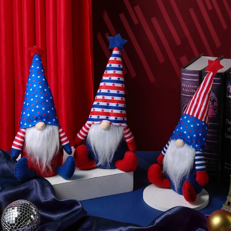 3 Pcs Independence Day Patriotic Gnome Memorial Day Faceless for Doll Tomte Swed X3UC