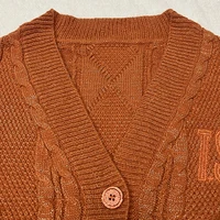 Glittery TS Cardigan Women Orange Chunky Knit Sweater with Star Embroidery Gold Thread Showgirl Cardigan Tay Cardi TLOAS - Image 4