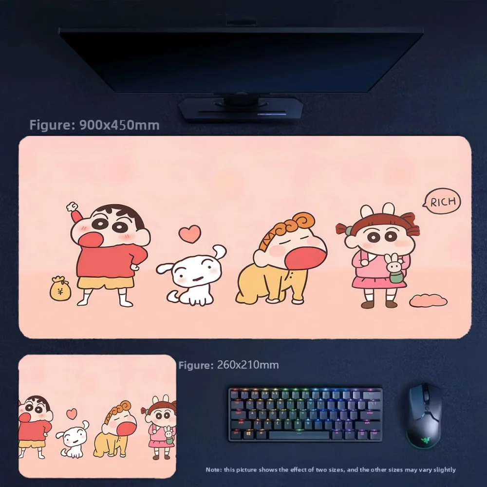 Girls Office Large Size High Value Tabletop Pad Animation Crayon Shin-chan and His Friends Leather Non-slip Mouse Pad Table Mat