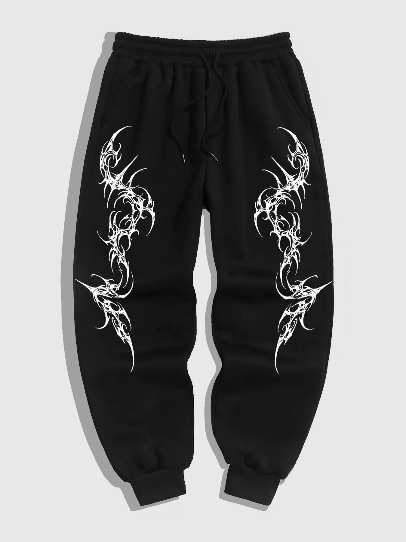 Men's Gothic Print Geometric Pattern Jogging Pants Elastic Drawstring Autumn and Winter Casual Trousers Daily Wear Sweatpants
