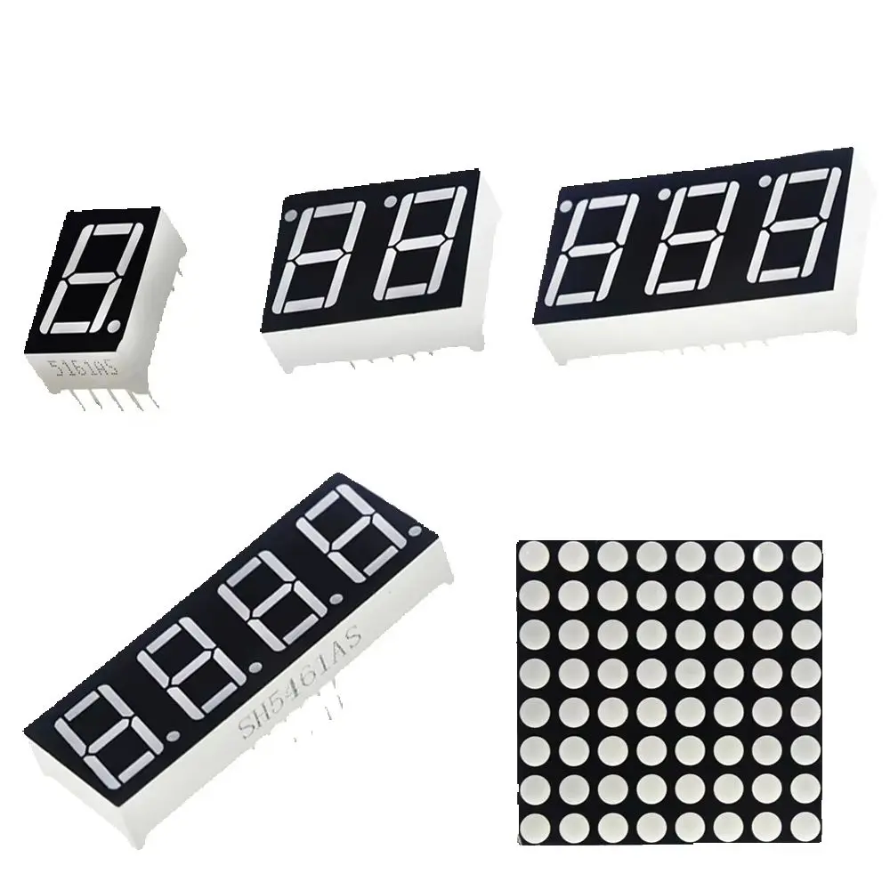 0.56inch 7 Segment 1Bit/2Bit/3Bit/4Bit Digital Tube Red Common Cathode LED Digit Display 8 X 8 Led Lattice Bright Red Dot Matrix