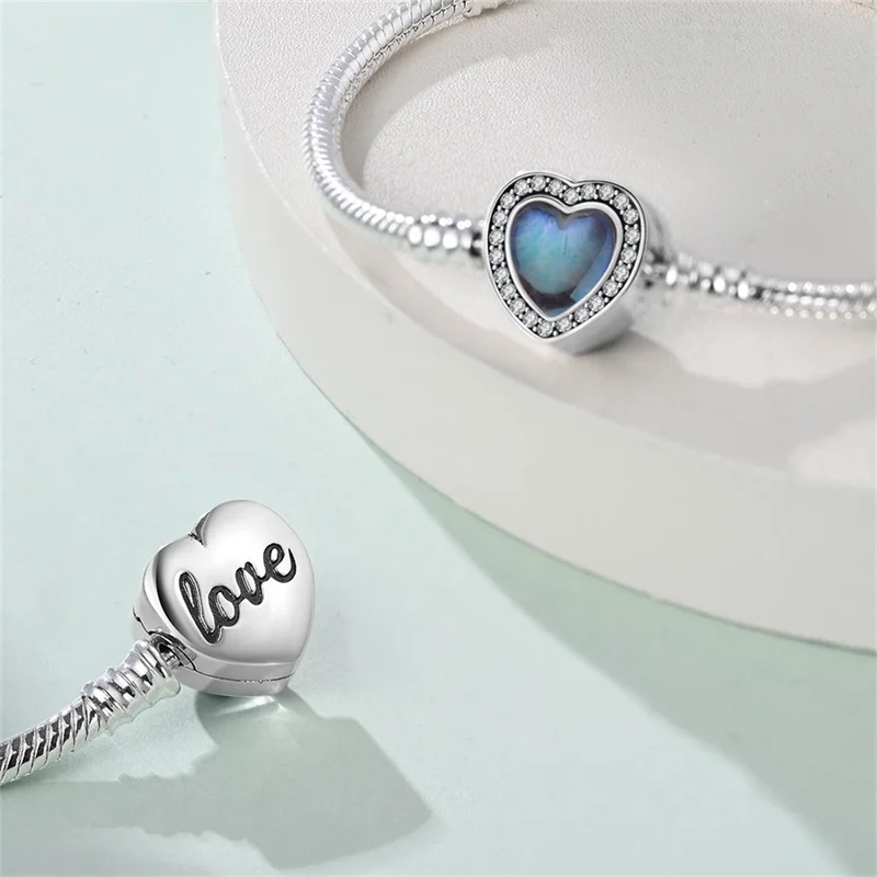 

New 925 Sterling Silver Heart-Shaped Moonstone Buckle Bracelet For Women Fashion Birthday Jewelry Gift