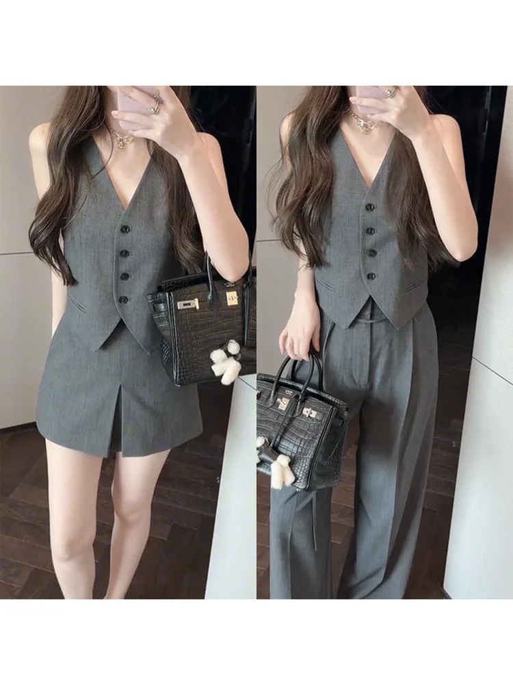 

Mimius High V-Ne Suit Vest Midi Skirt Pants Wide Leg Pants Women's Hanfu Upper Apparel Spring 2025 Season Other 00% Material