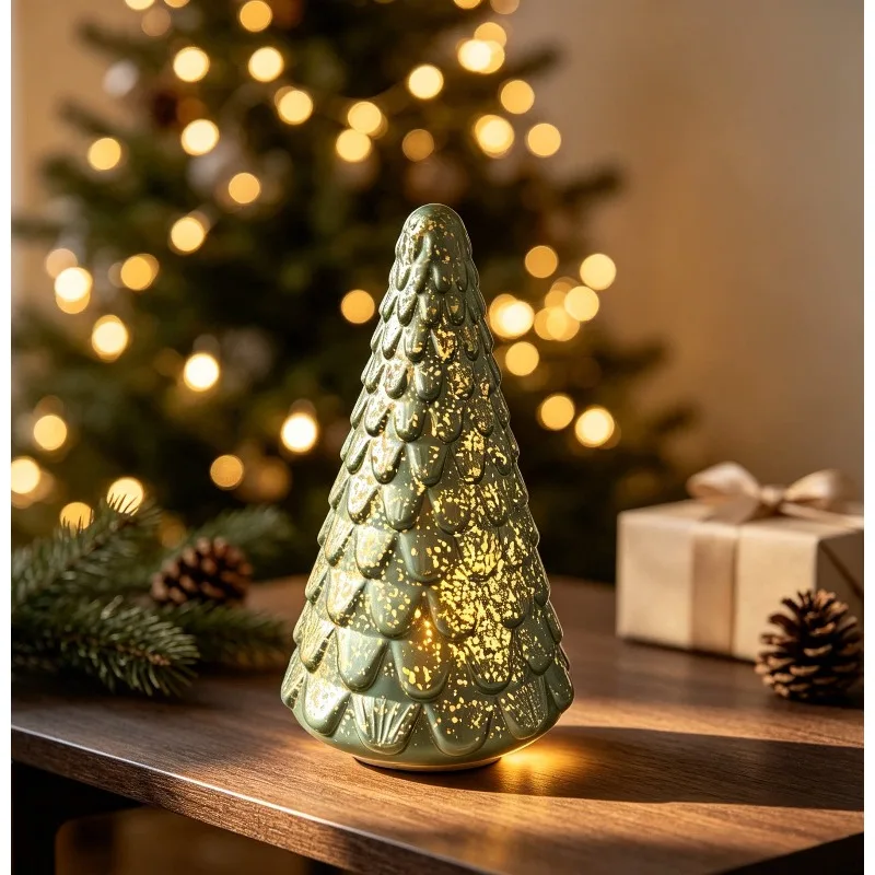 Creative Christmas Tree Shape Glass Decorative Lights Home Decoration Ornaments Holiday Decoration
