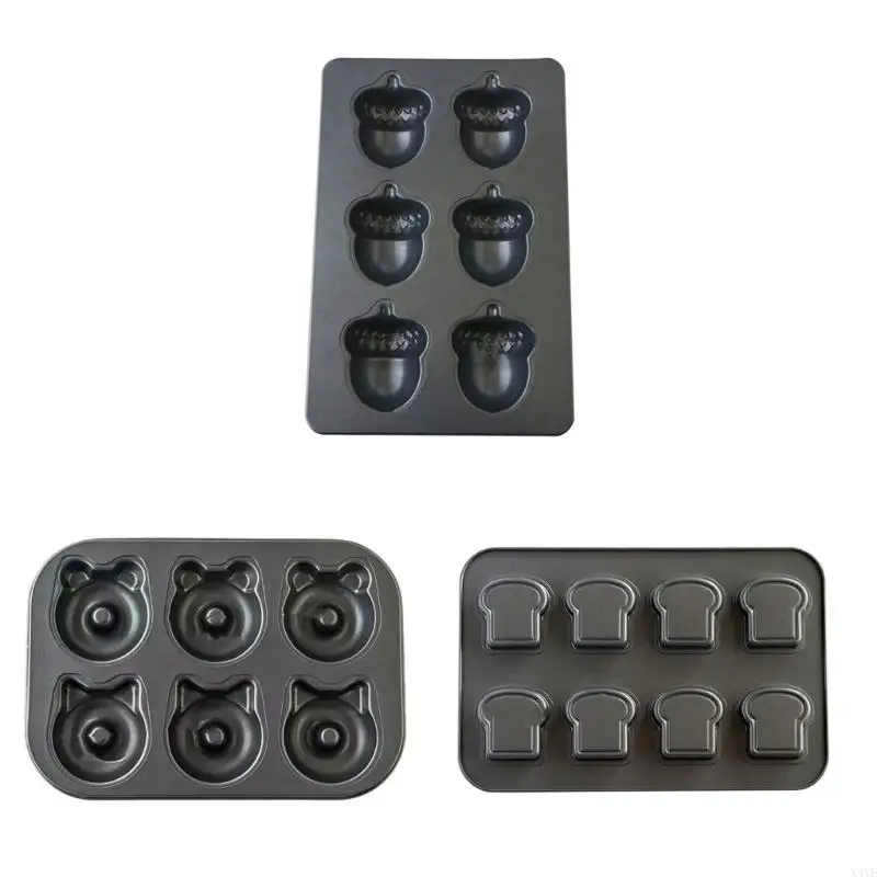 

X4YE Premium 6 Cavity Nonstick Cake Molds Carbon Steel Baking Pan Feature Multi For Effortlessly Baking