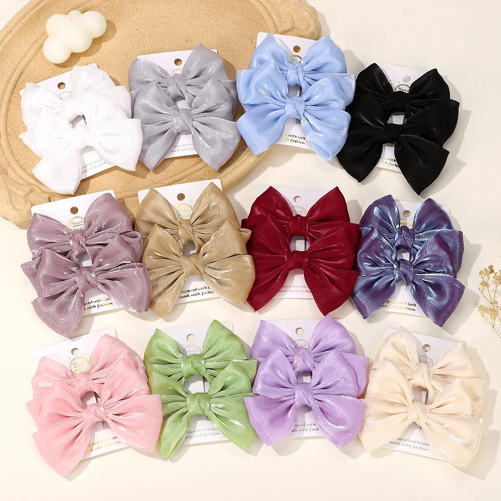 

2Pcs/set Sweet Lace Girls Chiffon Hair Bow Clips Cute Bowknote Hairpin Korea for Children Headdress Hair Accessories wholesale