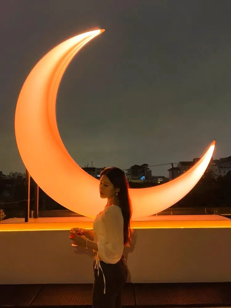 Luminous moon garden large crescent floor layout landscape outdoor waterproof moon