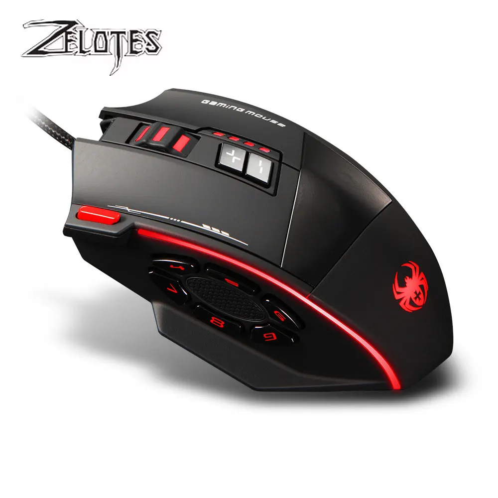 

ZELOTES C-19 wired gaming mouse 4000DPI programmable macro 12-button mouse for computer laptop
