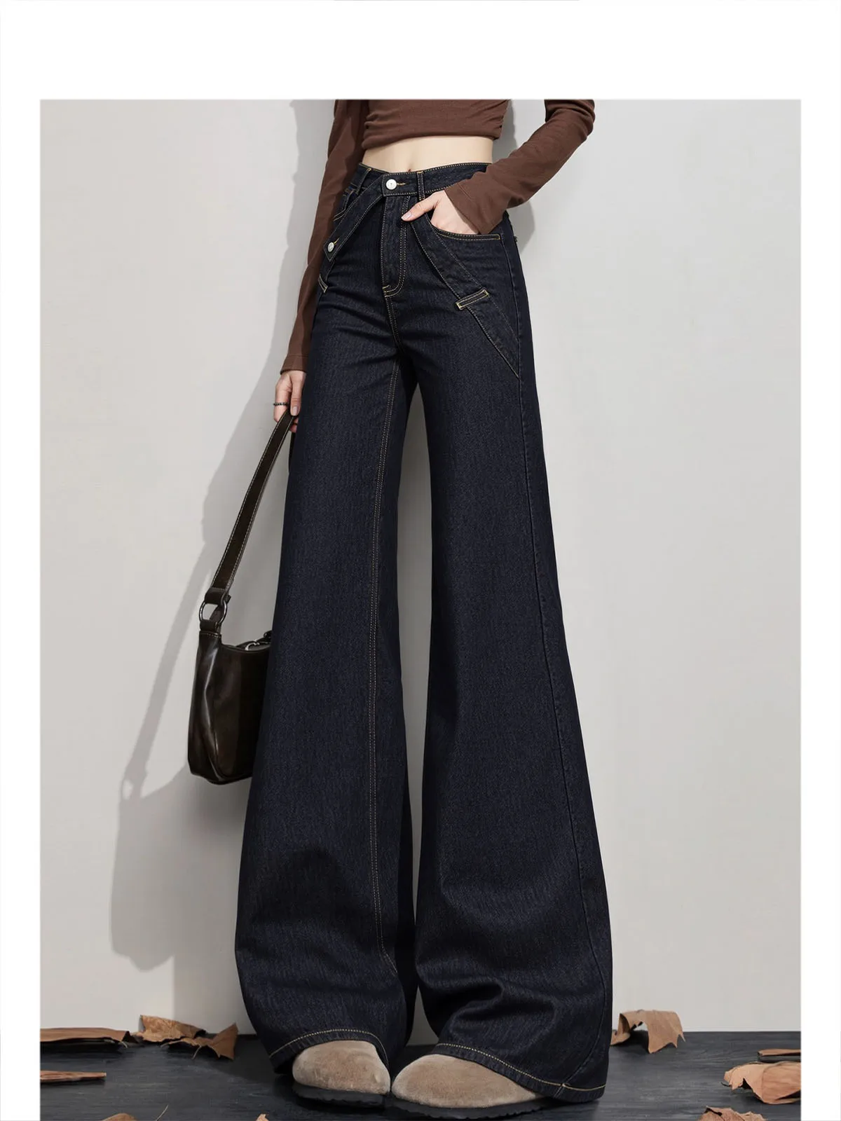 

Джинсы Forever 2 с широкими штанинами, женские, свободного кроя, в стиле «Spicy Girl», прямые брюки, осень-зима, новинка, модные женские штаны