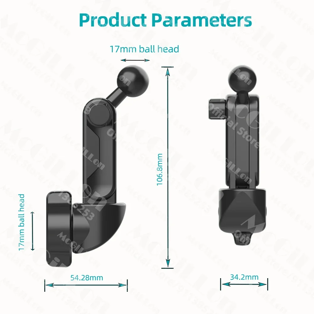 Auto-Handyhalterung Verlängerungsstange Lüftungsöffnung Display-Adapter Verlängerungsarm Modifikationszubehör 17mm Universal-Kugelkopf – Detail 5