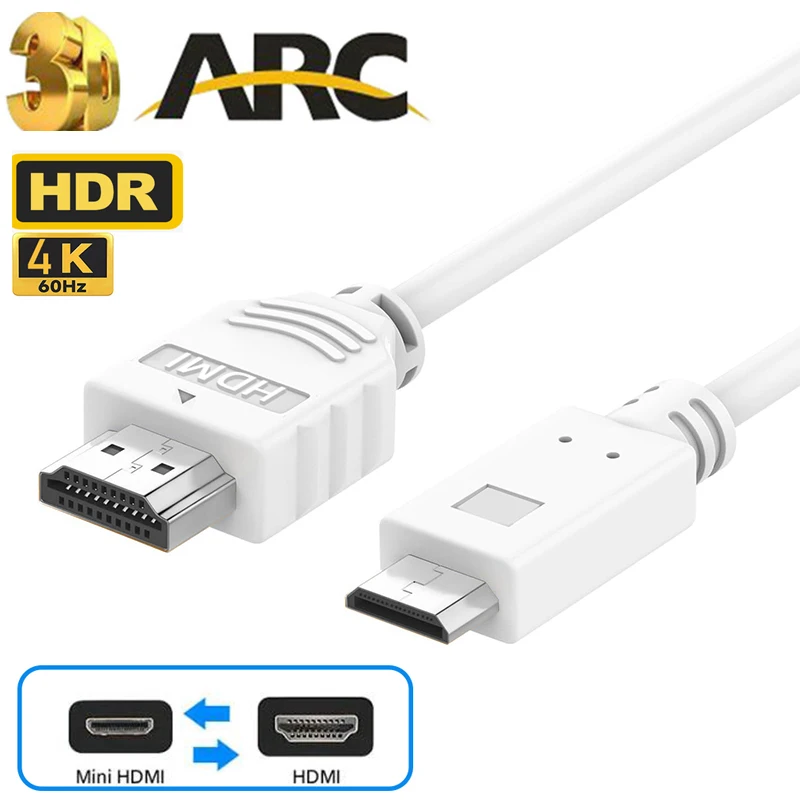 4K 60Hz Mini HDMI to HDMI 2.0 Cable for Raspberry Pi Zero computers 2 W/W Portable Monitor DSLR Camera Camcorder Tablets Laptop