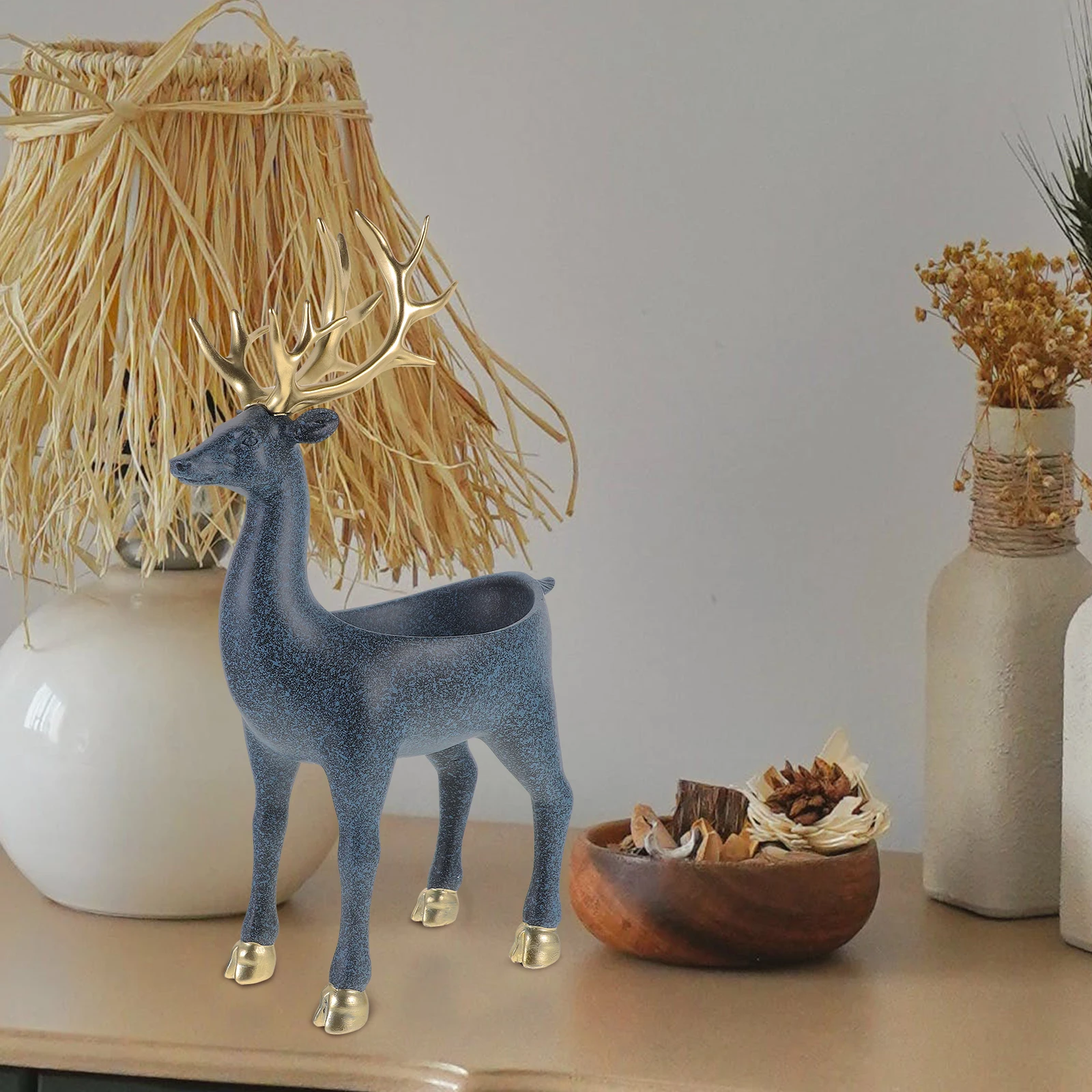 

1Pcs Antler Marble Design Storage Container Ornament for Home Office Desktop Decorative Furnishings Sundries Holder