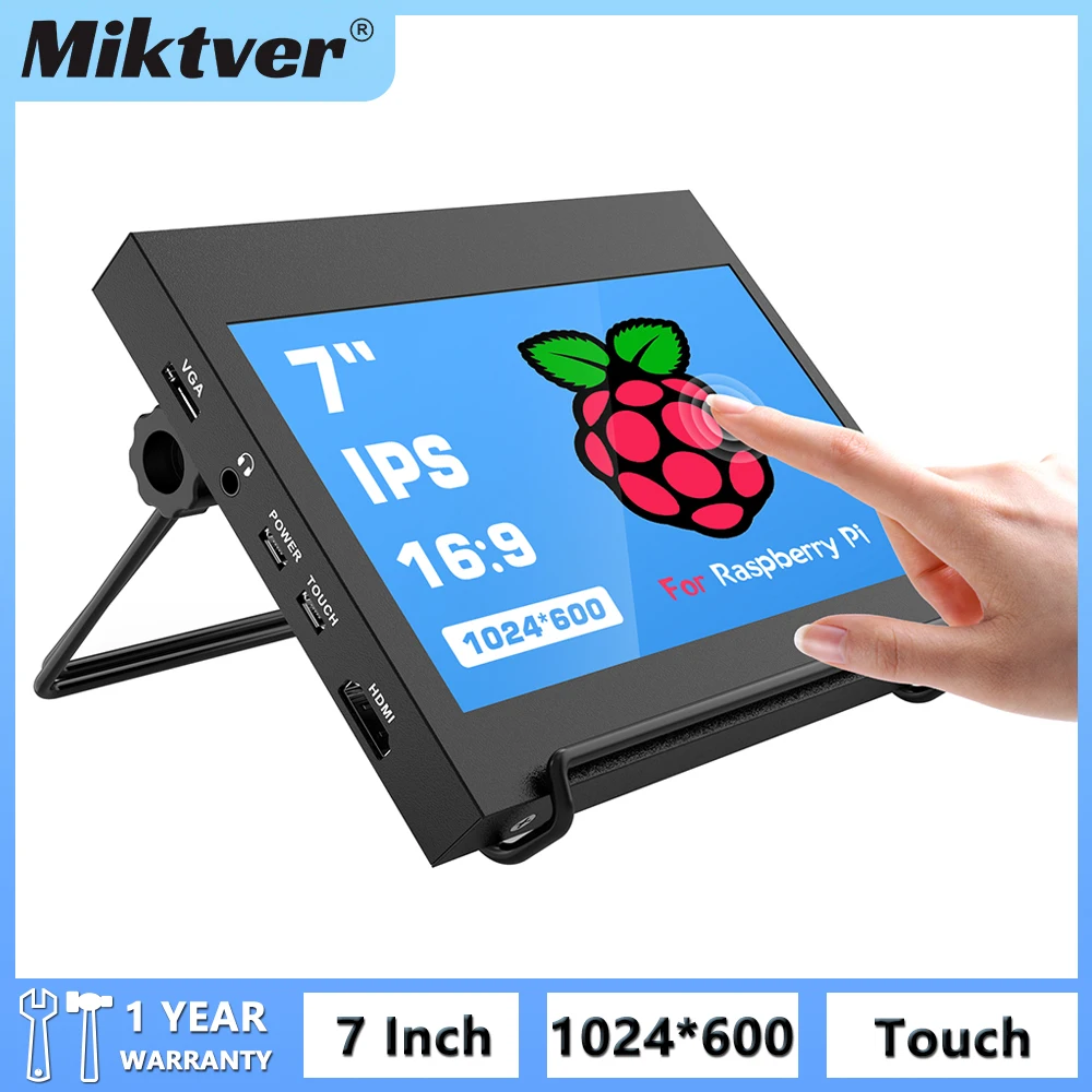 

Miktver Portable 7/10 Inch Capacitive Touchscreen With Case Raspberry Pi External Monitor Built-in Speaker HDMI&VGA&Audio Input