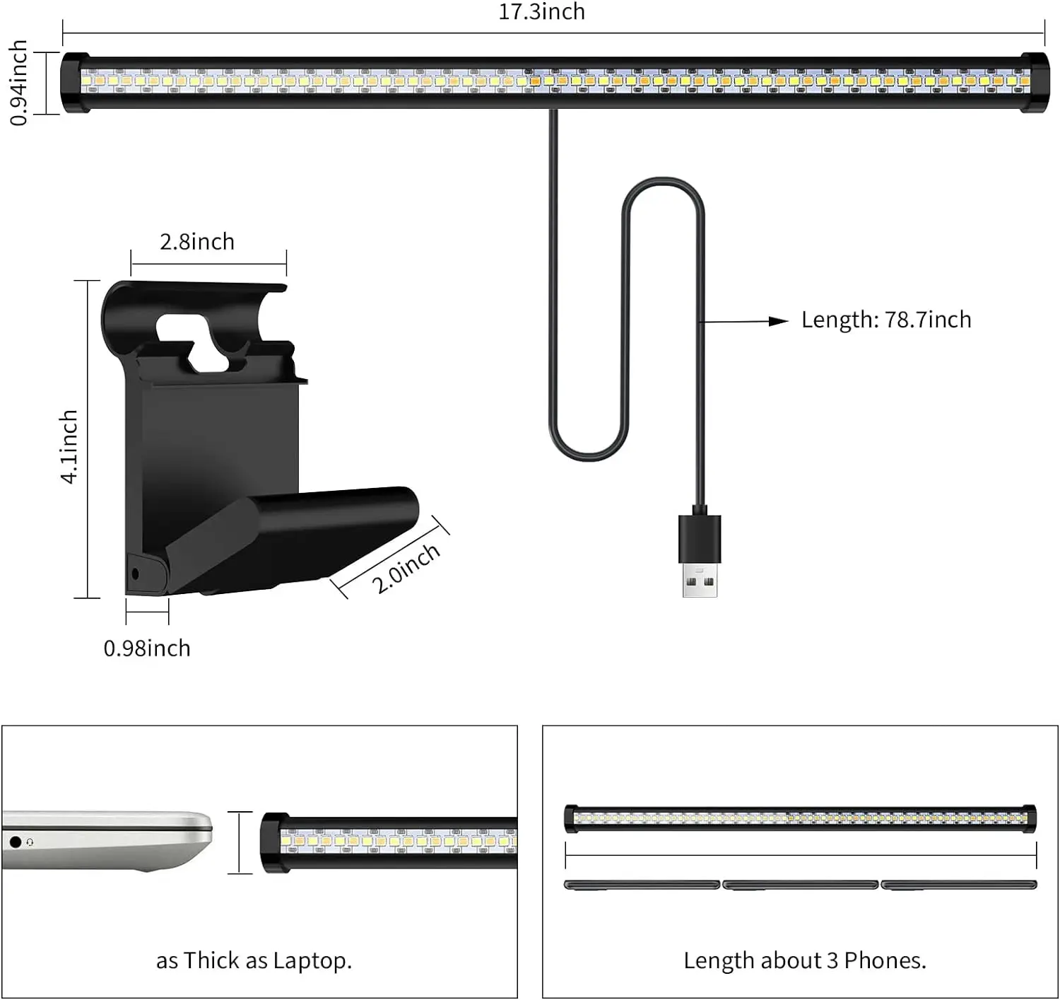 Lampu pemantauan layar monitor Game, lampu strip pencahayaan tambahan, lampu meja belajar kantor siaran langsung