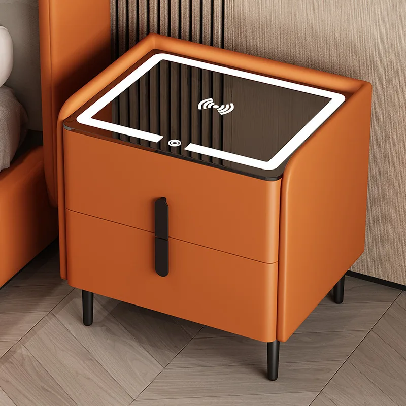 

USB Wireless Charging Smart Fingerprint Lock Locker Smart Light Emitting Diode Bedside Table with Bluetooth Speaker