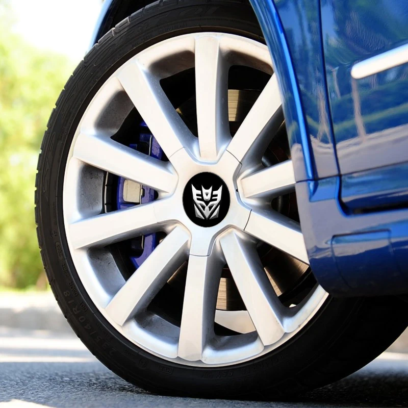 4Pcs 60mm Car Styling Transformers Autobots Emblem Badge Sticker Car Wheel Hub Center Caps Rim Cover Stickers Auto Accessories