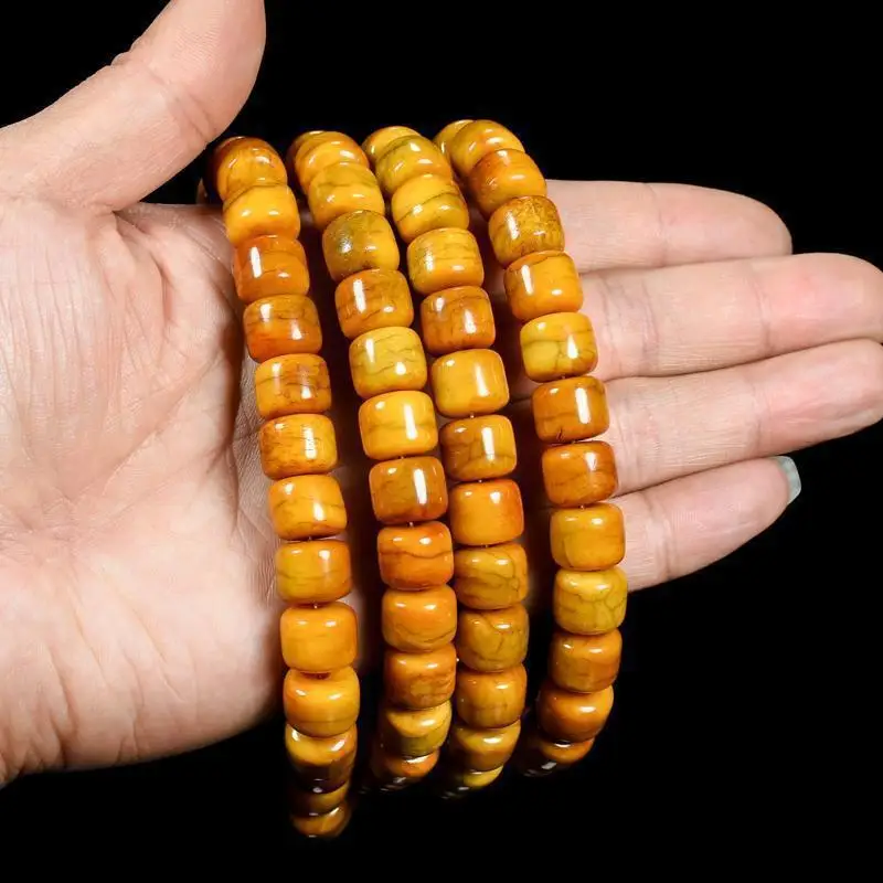 Tibetan- yak prayer , 108 old-style barrel beads, spiritual bone bracelet, hand-held cultural item