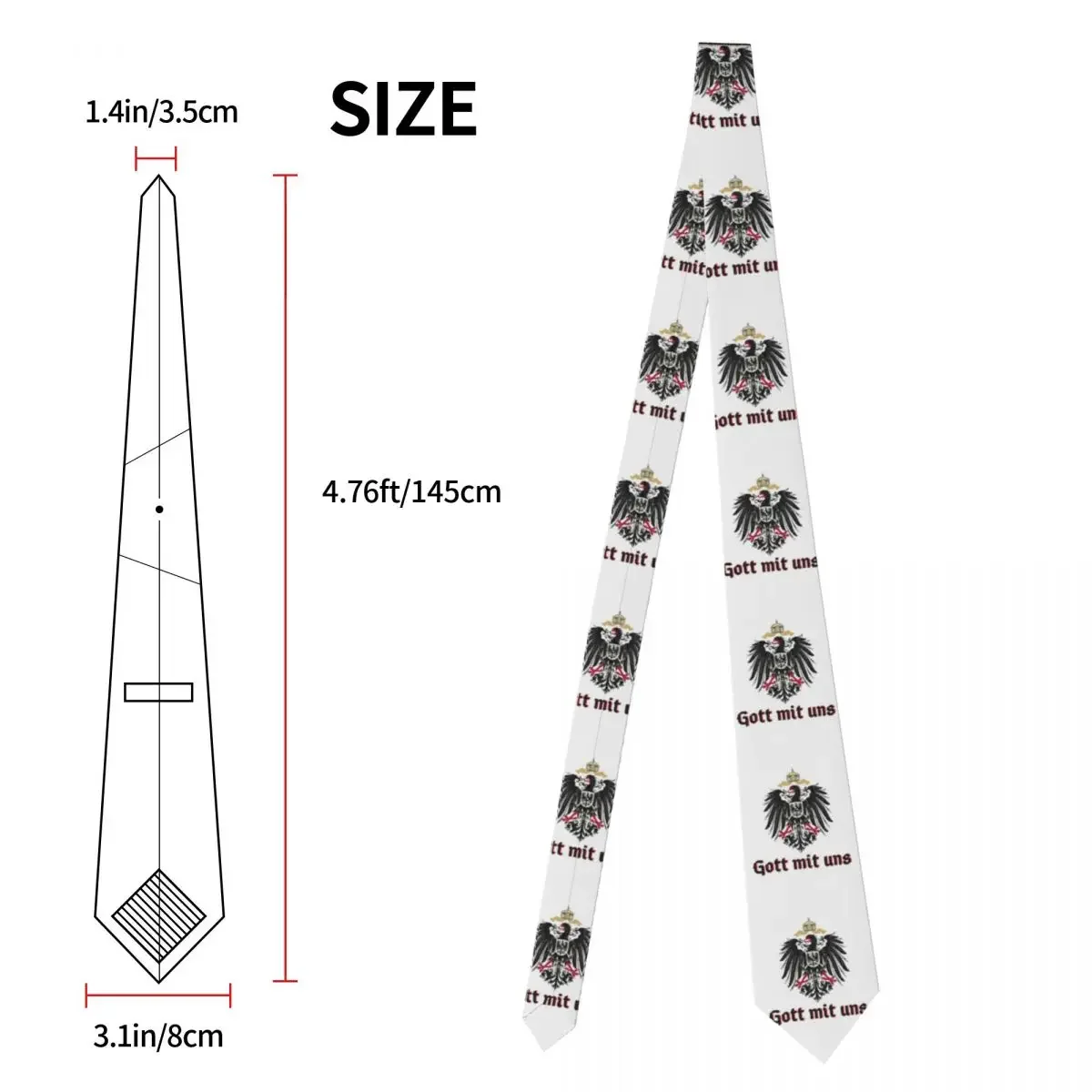 Formalny krawat Bóg Z Nas Mężczyźni Spersonalizowany jedwabny herb Niemieckiej Imperium Flaga Krawat ślubny