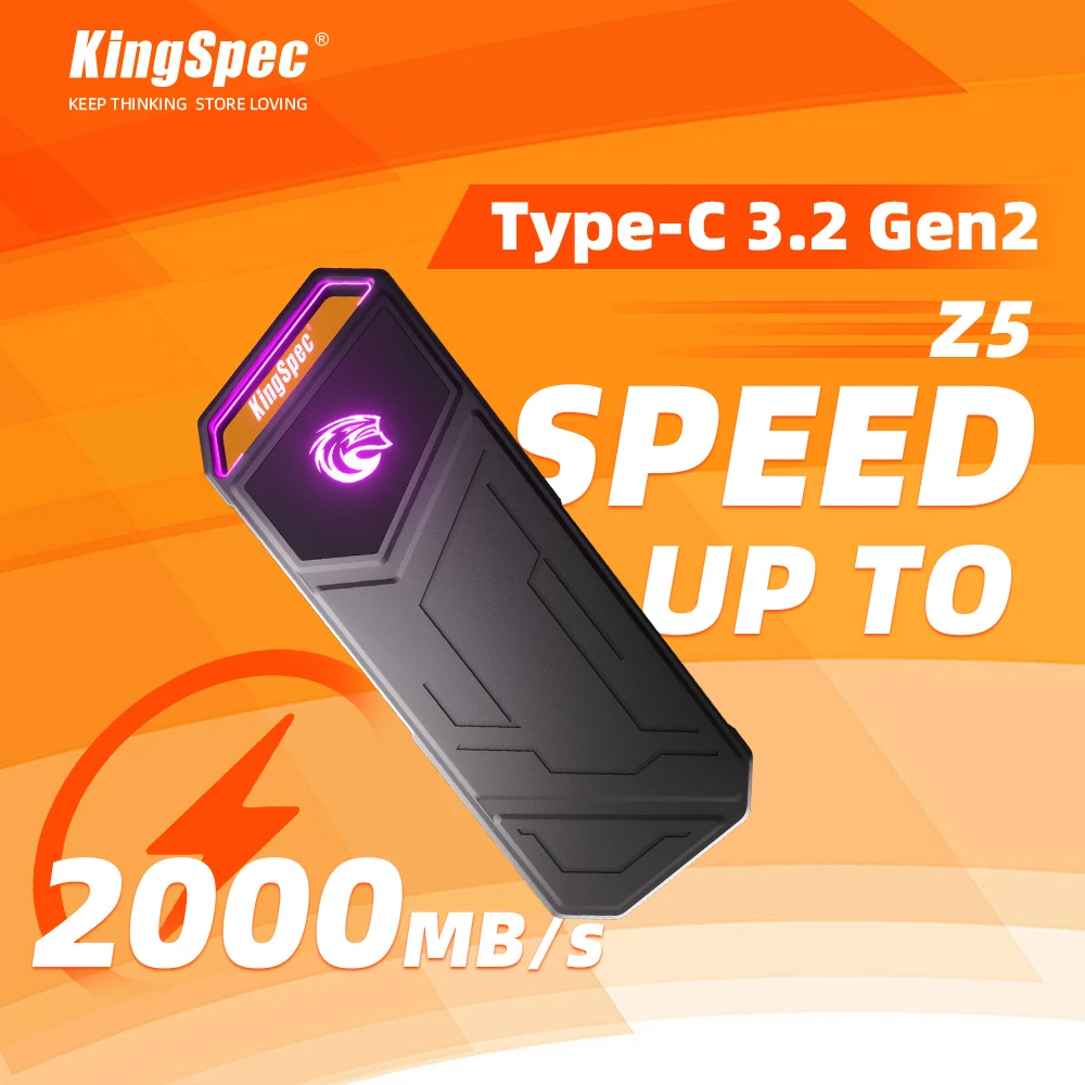 KingSpec New Release Gaming Portable Disque Dur Externe USB Type c 512GB 1TB 2TB 4TB Ssd External Hard Drive With RGB LED Light