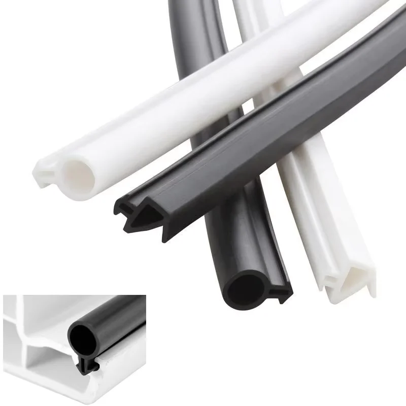 1/2/5m Bridge Aluminum Alloy Door Window Sealing Strip Slot Type Plastic Silicone Strip Sound Insulation,wind Proof Waterproof