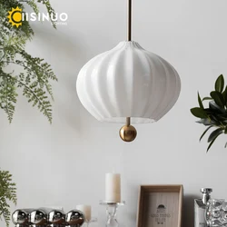 Bauhaus Style White Glass Pendant Light Vintage Handcrafted Clear Glass Shade Chandelier Adjustable Cable for Bedroom Study Home