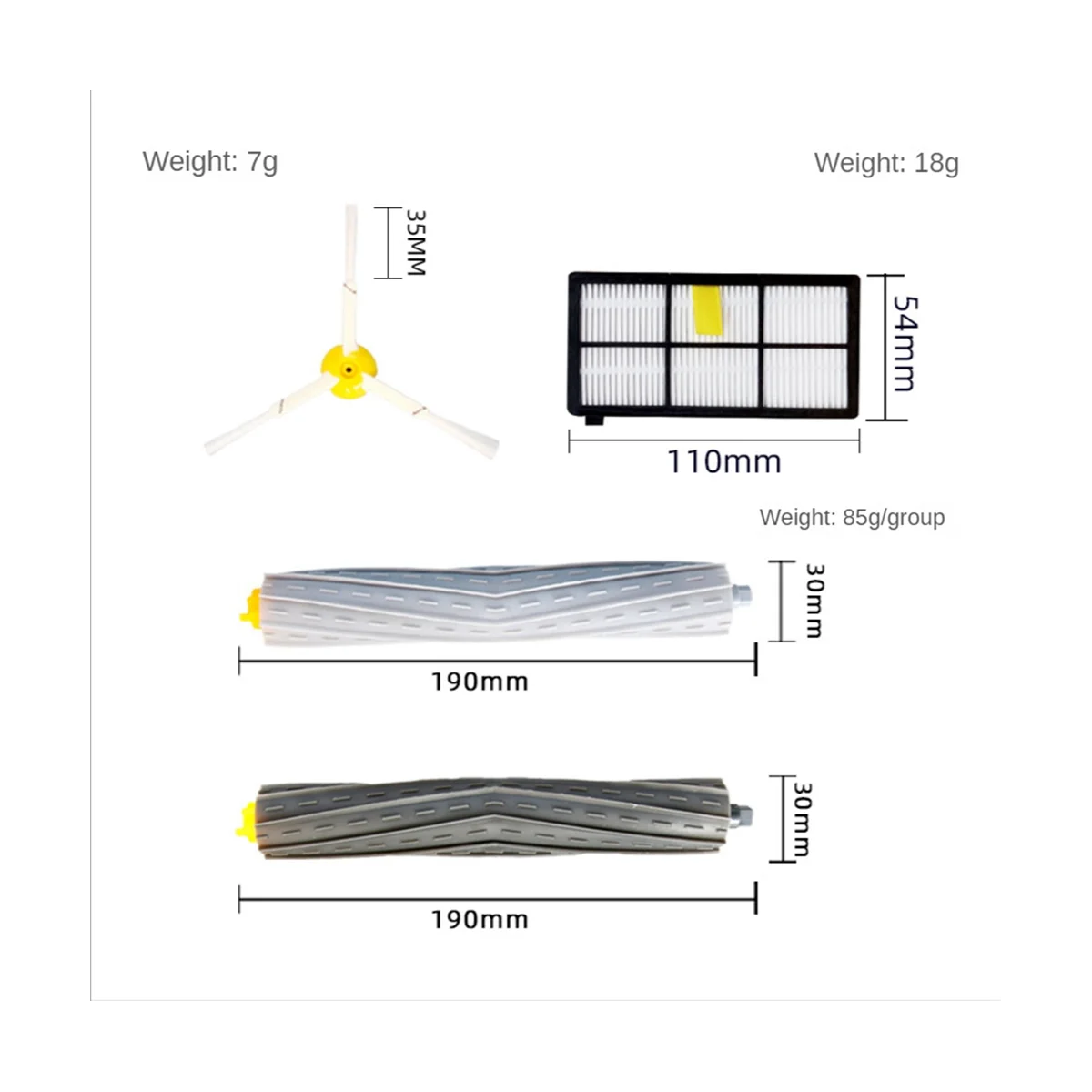 Para Kit de piezas Serie 800 860 865 866 870 871 880 885 886 890 900 960 966 980 Filtro Hepa de Cepillo Lateral principal A