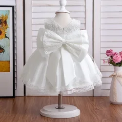 Baby Girl Lace Birthday Dress Toddler Kids Wedding Tutu Gown Big Bow Princess Dresses Baby Ceremony Baptism Party Dress