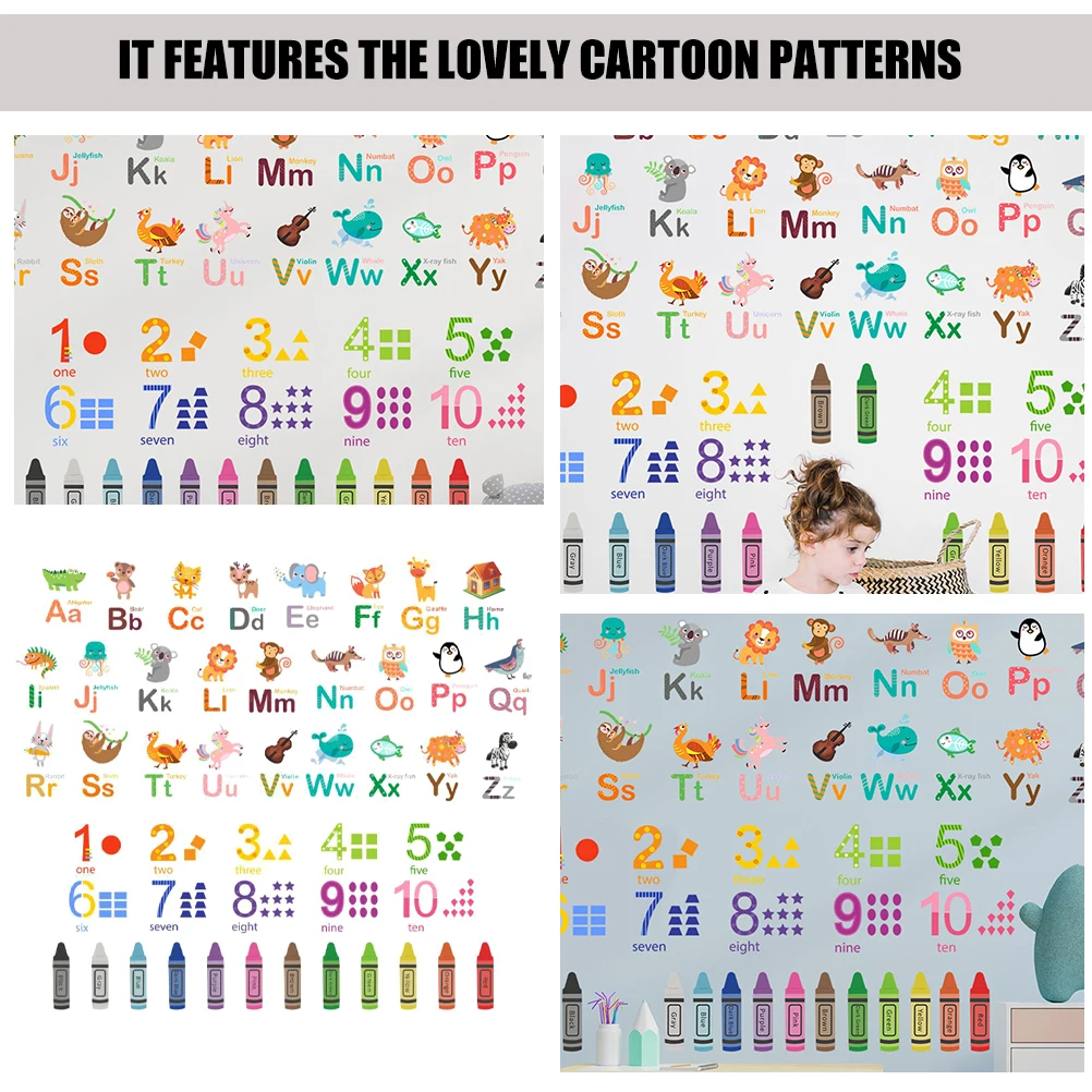 

Alphabet Wall Kids Room Decor Educational Sticker Cartoon Animal Letter Children Educational Wall Decal Learning Teaching Tool