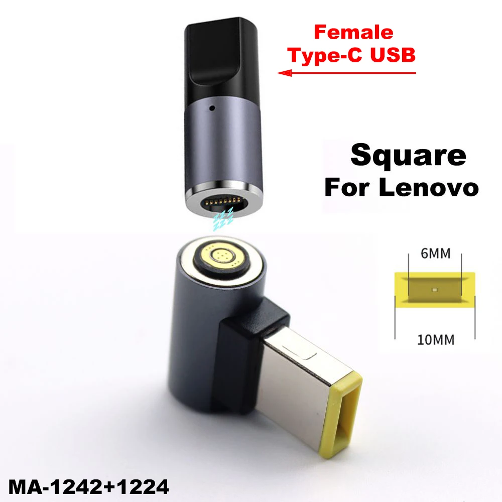Magnetic Fast Charging Cable 100W USB Type C Female to 8Pin Round Connector Adapter USB-C to DC Plug Laptop Power Supply Charger