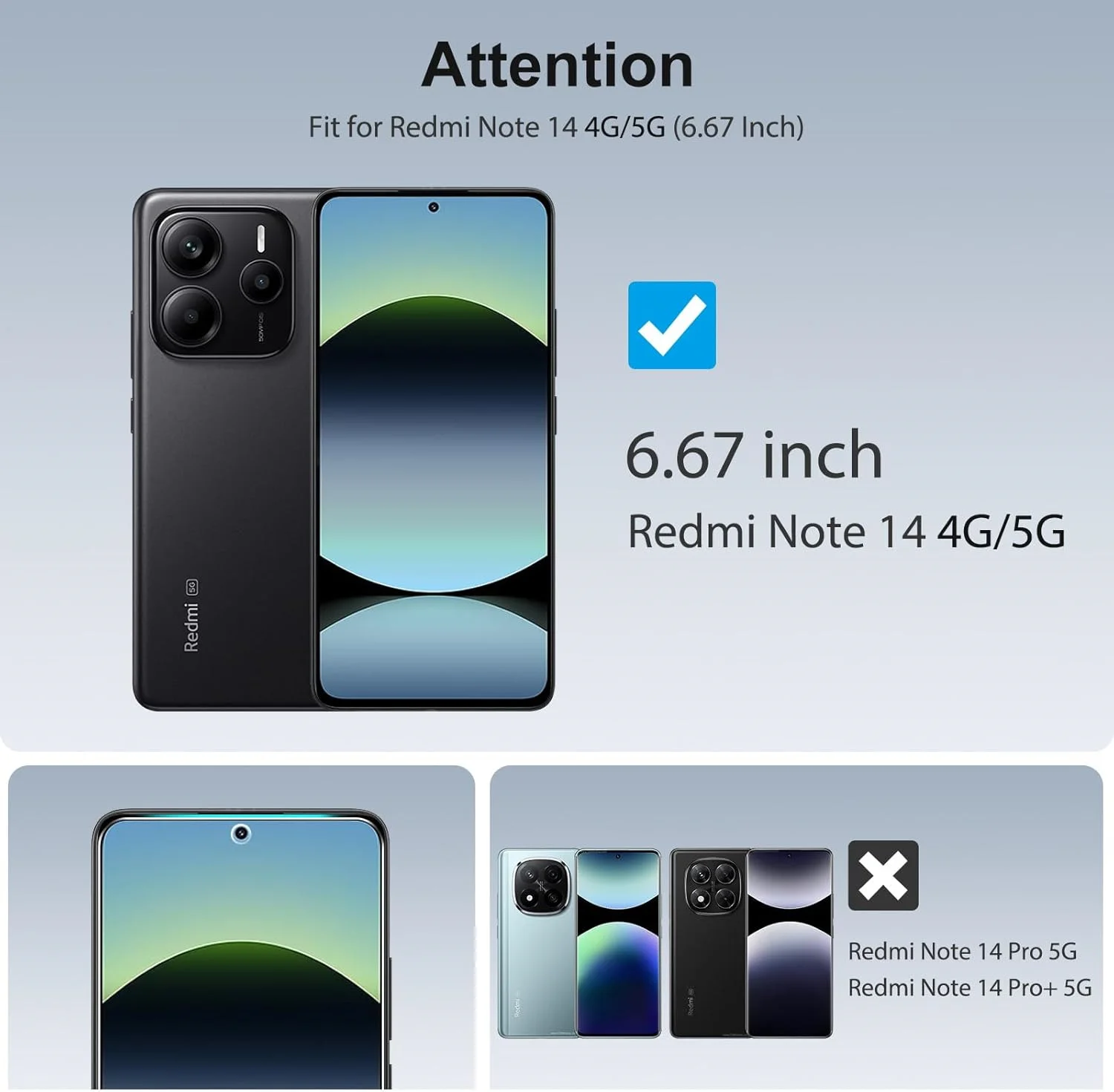 Screen Protector For Redmi Note 14 Tempered Glass 9H Transparent Clear Anti Scratch