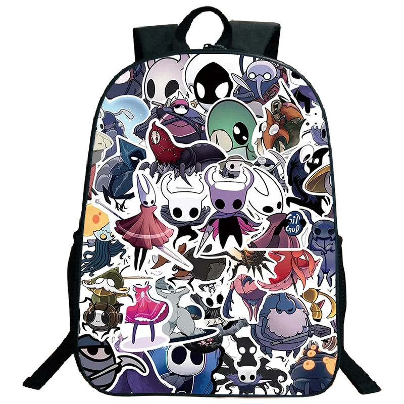 Cartoon Hollow Knight Backpack para crianças, Mochila escolar de grande capacidade para meninos e meninas, Mochila portátil de estudantes