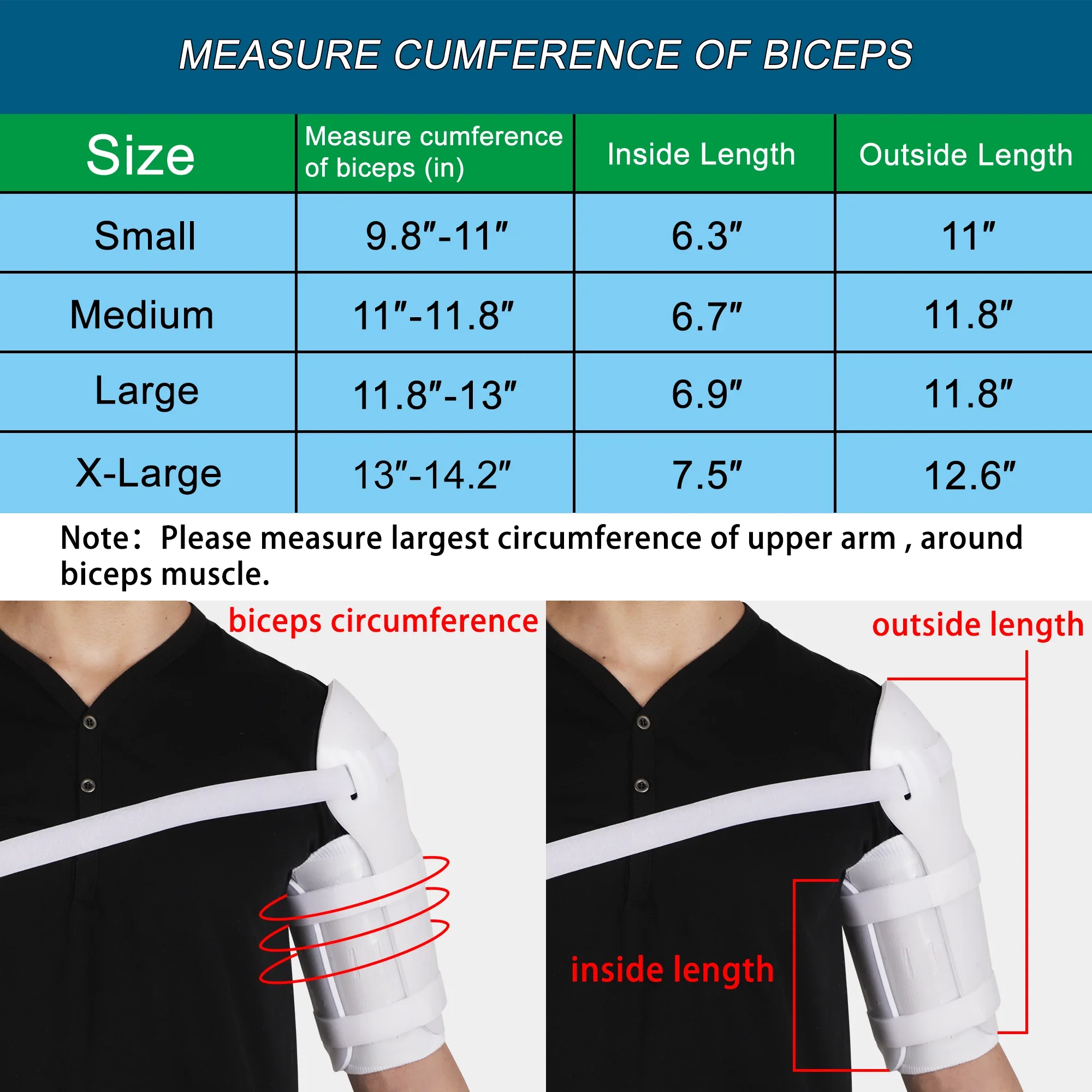 Sarmiento Brace Humeral Shaft Fracture Splint Cast for Broken Upper Arm, Shoulder, Bicep, Humerus Bone with Sling & Cuff Support