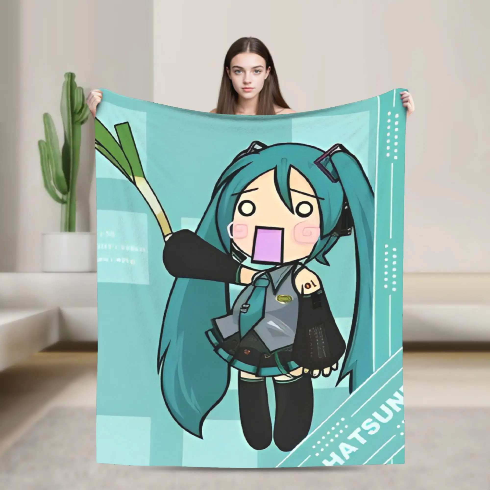 Hatsunes Mikus Kawaii Anime Blanket Velvet Summer Air Conditioning  Portable Ultra-Soft Throw Blankets for Bed Travel Rug Piece