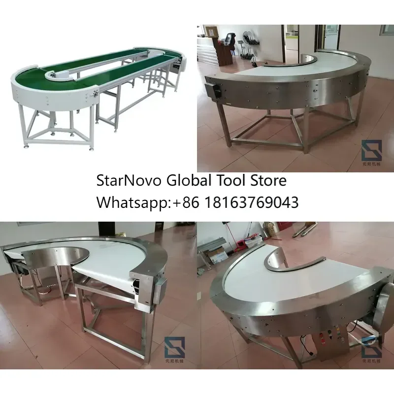 2026 Hot！ New Stainless Steel Adjustable Core Engine Component Drum Motor Powered Ribbed Roller Conveyor 90/180 Degree Curve