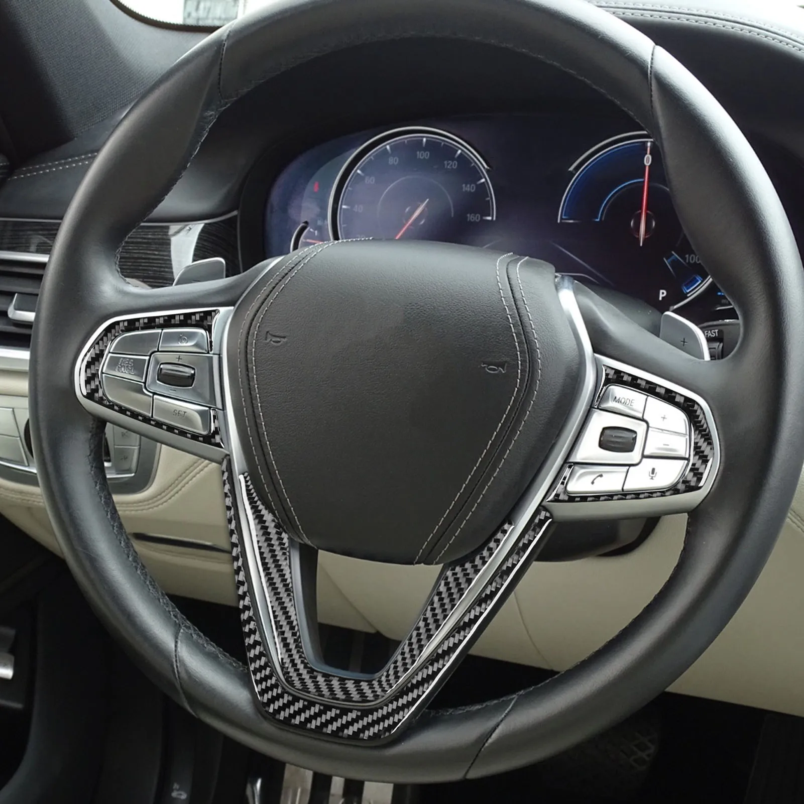 For BMW 7 Series G11 G12 2015-2022 Carbon Fiber Center Navigation Instrument Door Lift Panel Car Accessories decorative Sticker