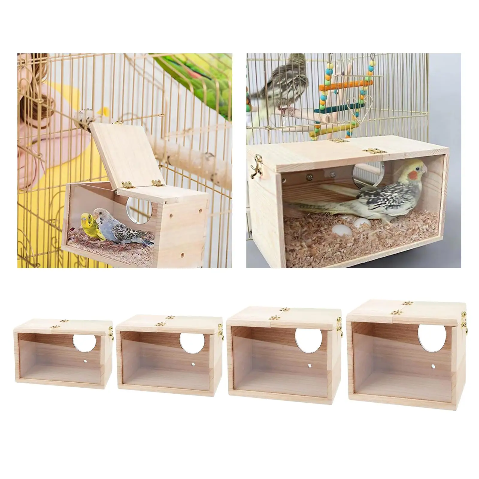 Parakeet Nesting Box, Bird Nesting Box with Viewing Window, Hanging House,